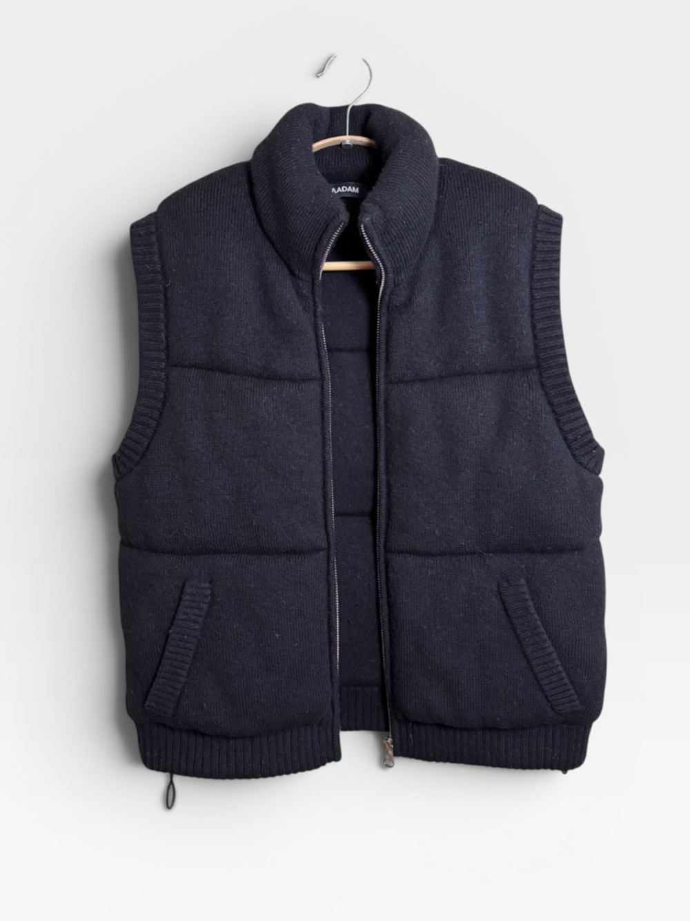NAADAM Black Merino Cashmere Puffer Vest Front Zip size XS